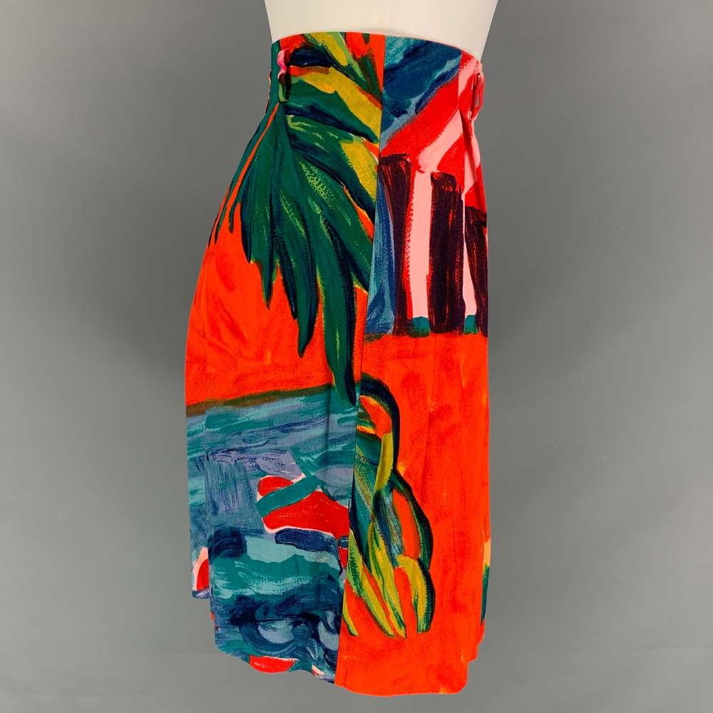 RALPH LAUREN Multi-Color Cotton Watercolor High Waisted Shorts - Picture 2 of 5